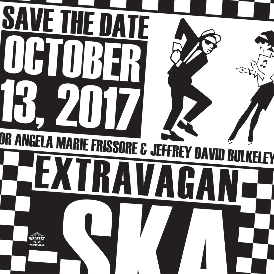 ska music theme wedding invitation