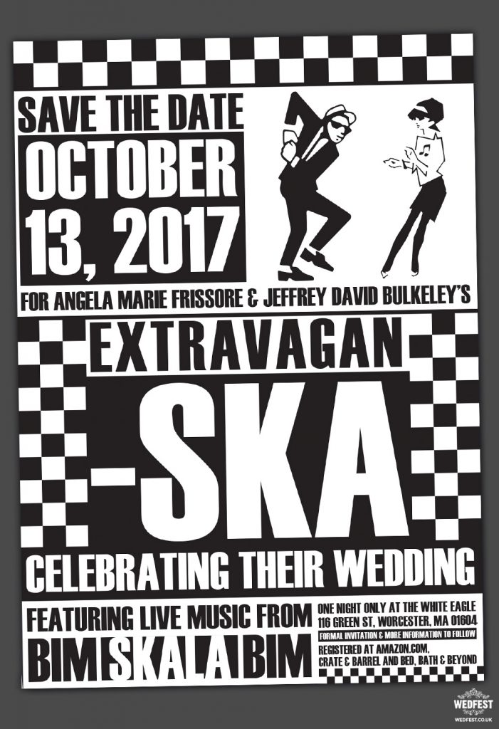 ska music wedding save the date invitations