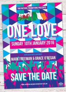 triangle geometric music festival wedding save the date one love