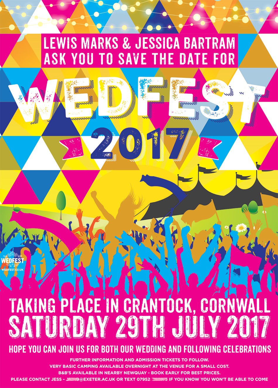 wedfest triangle geometric music festival wedding save the date