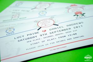 cricket fans wedding invitations