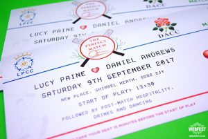 cricket match ticket wedding invitations