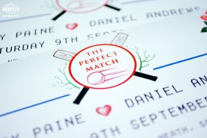 cricket ticket wedding invites