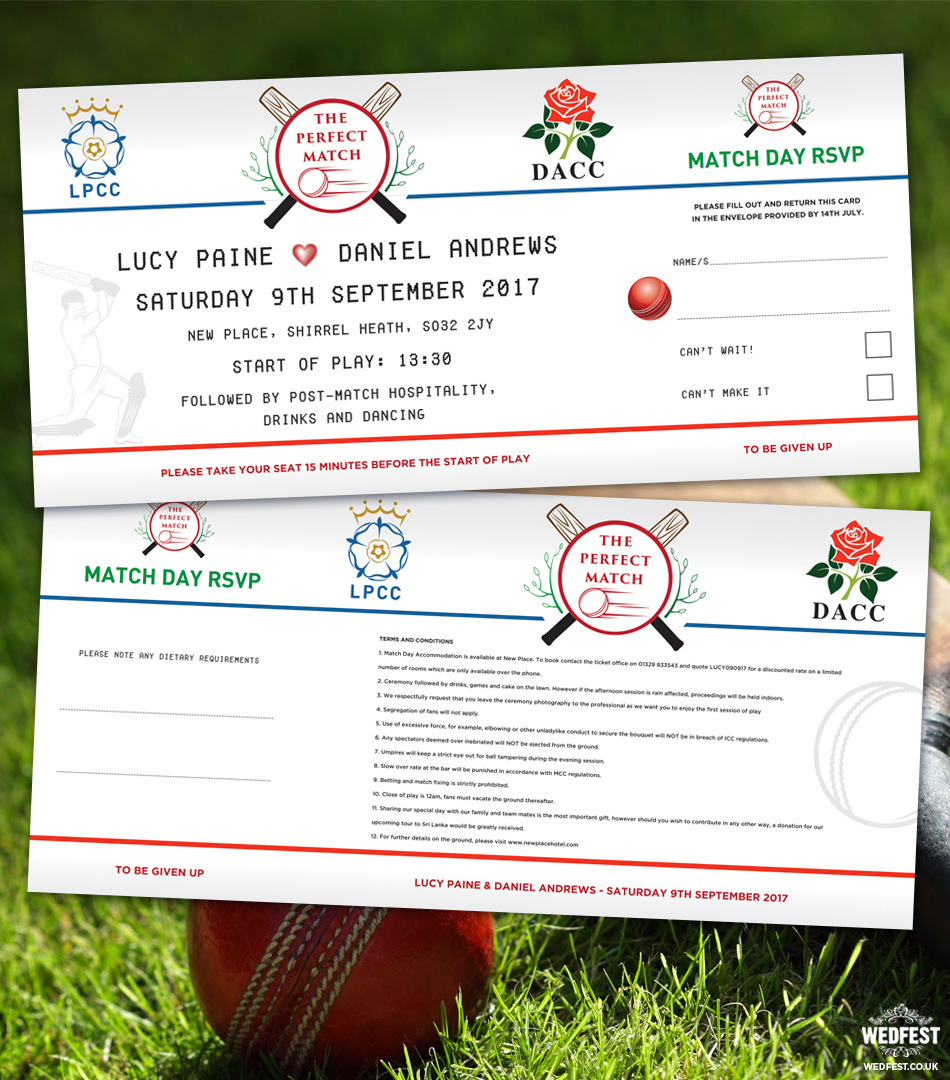 cricket wedding invitations