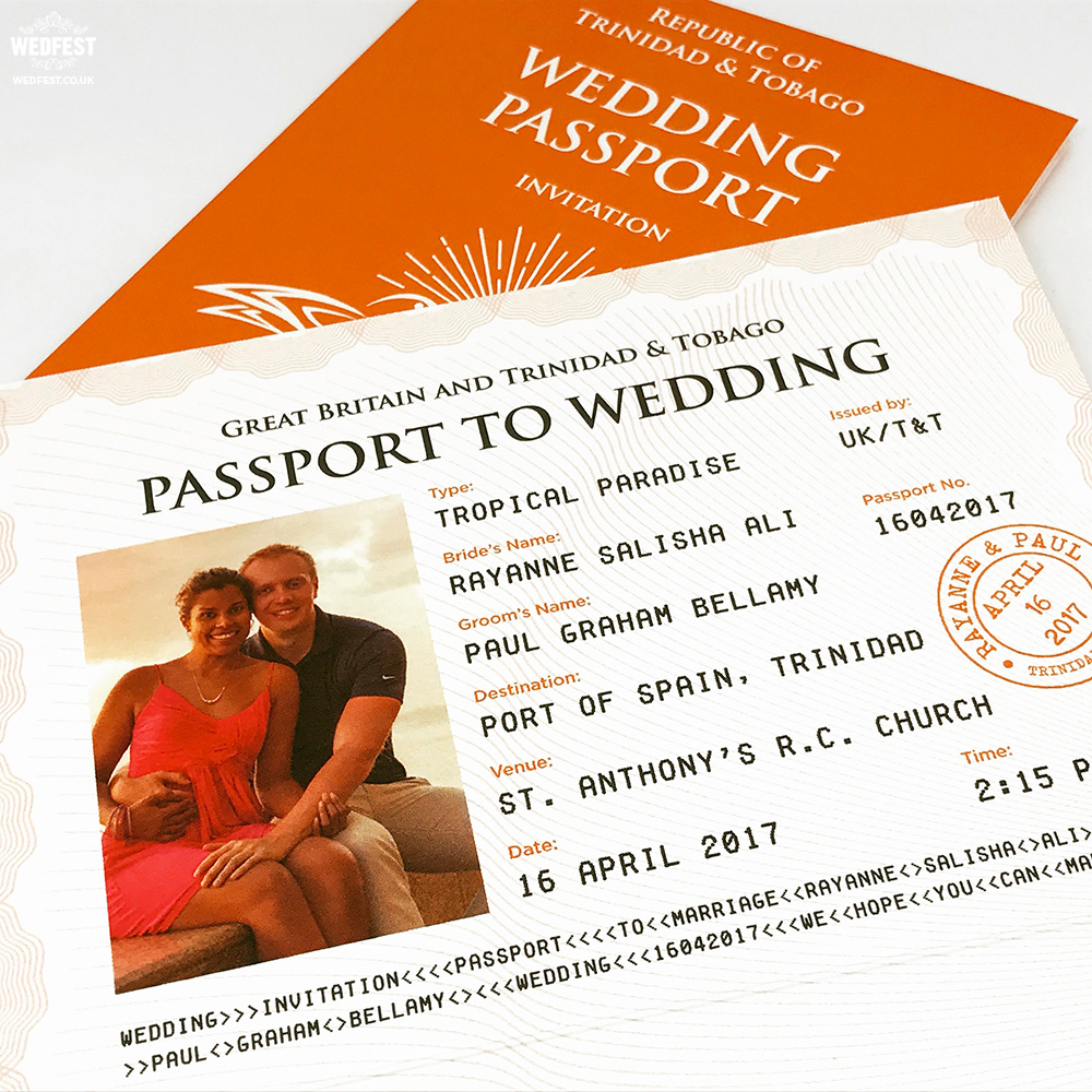 Personalized Passport Wedding Birthday Party Invitation 