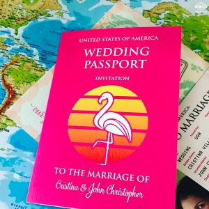 usa pink flamingo las vegas wedding passport invite