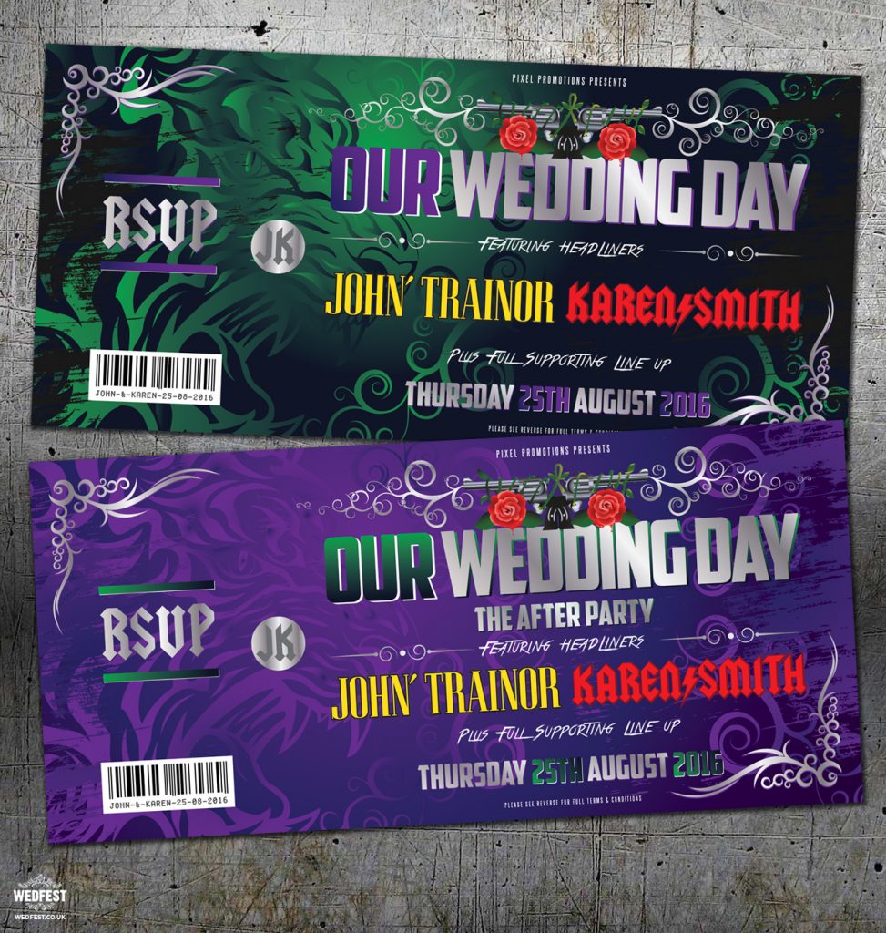 AC/DC guns n roses rock-n-roll wedding invitation