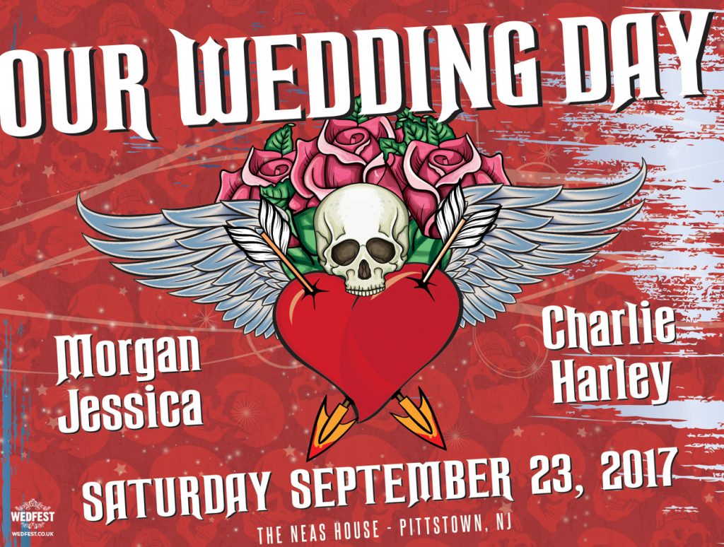 heavy metal rock tattoo wedding invitation