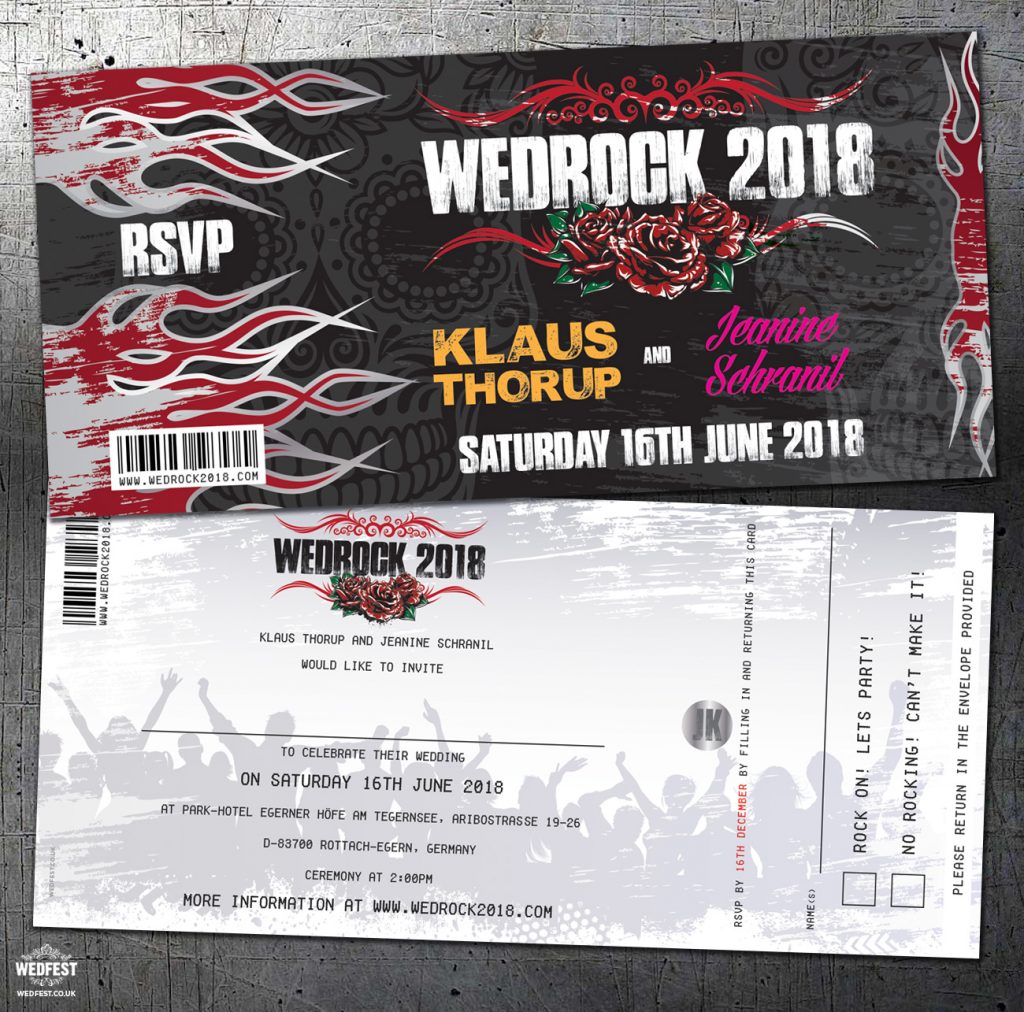 heavy metal rockers wedding invitation