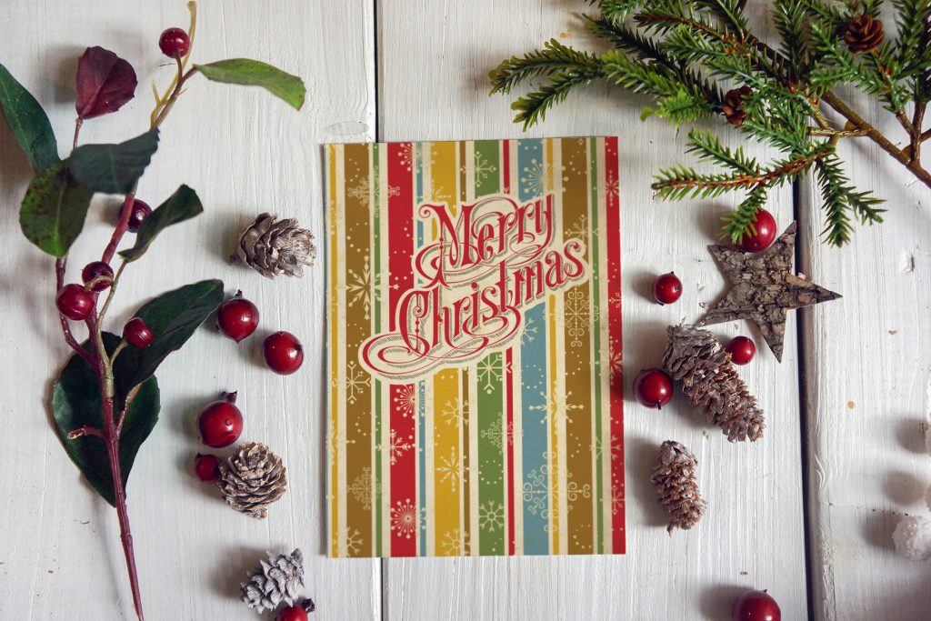 merry christmas cards vintage rustic style