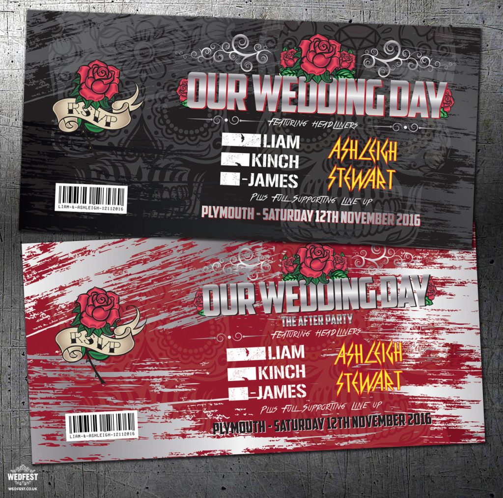 rock concert ticket theme wedding invitations rock concert ticket theme wedding invitations