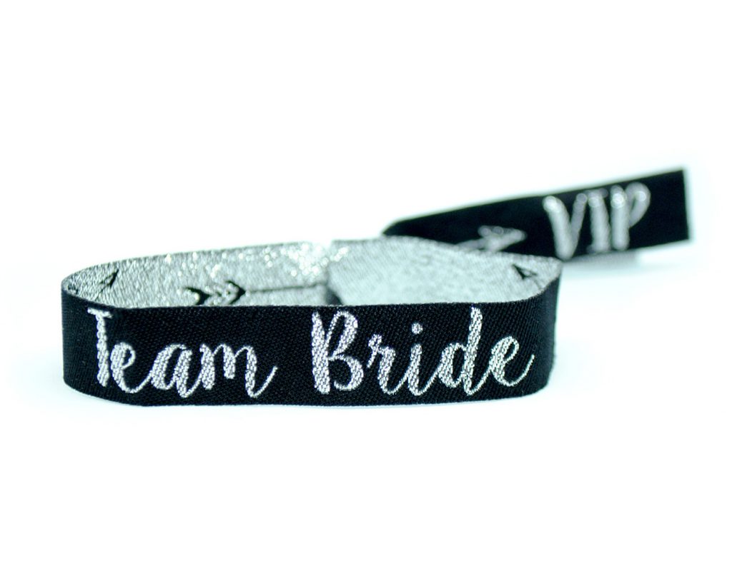 team bride silver black hen party wristbands