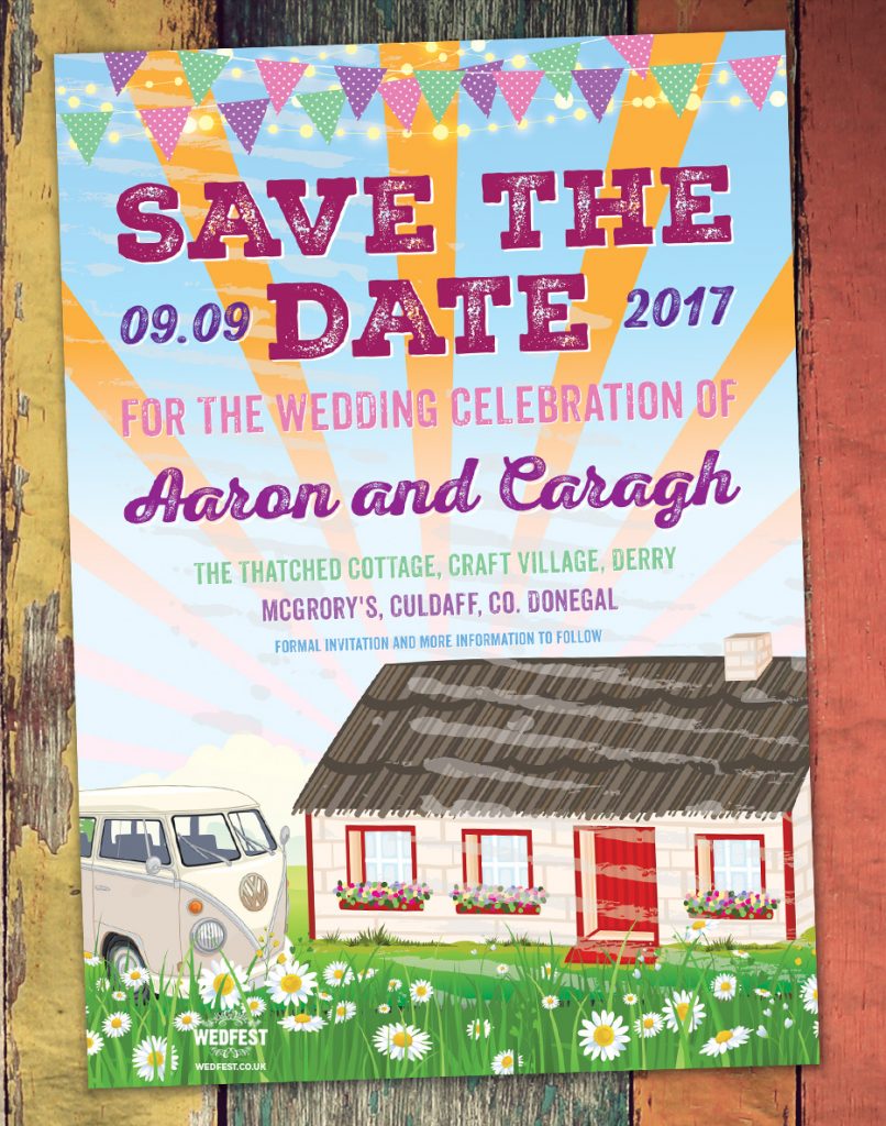 craft village derry thatched cottage wedding save the date