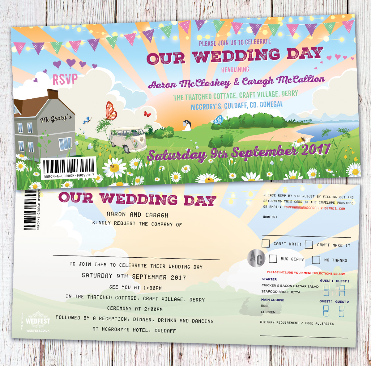 festival wedding donegal mcgrorys culdaff wedding invitations