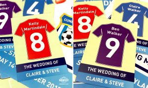 football wedding place cards