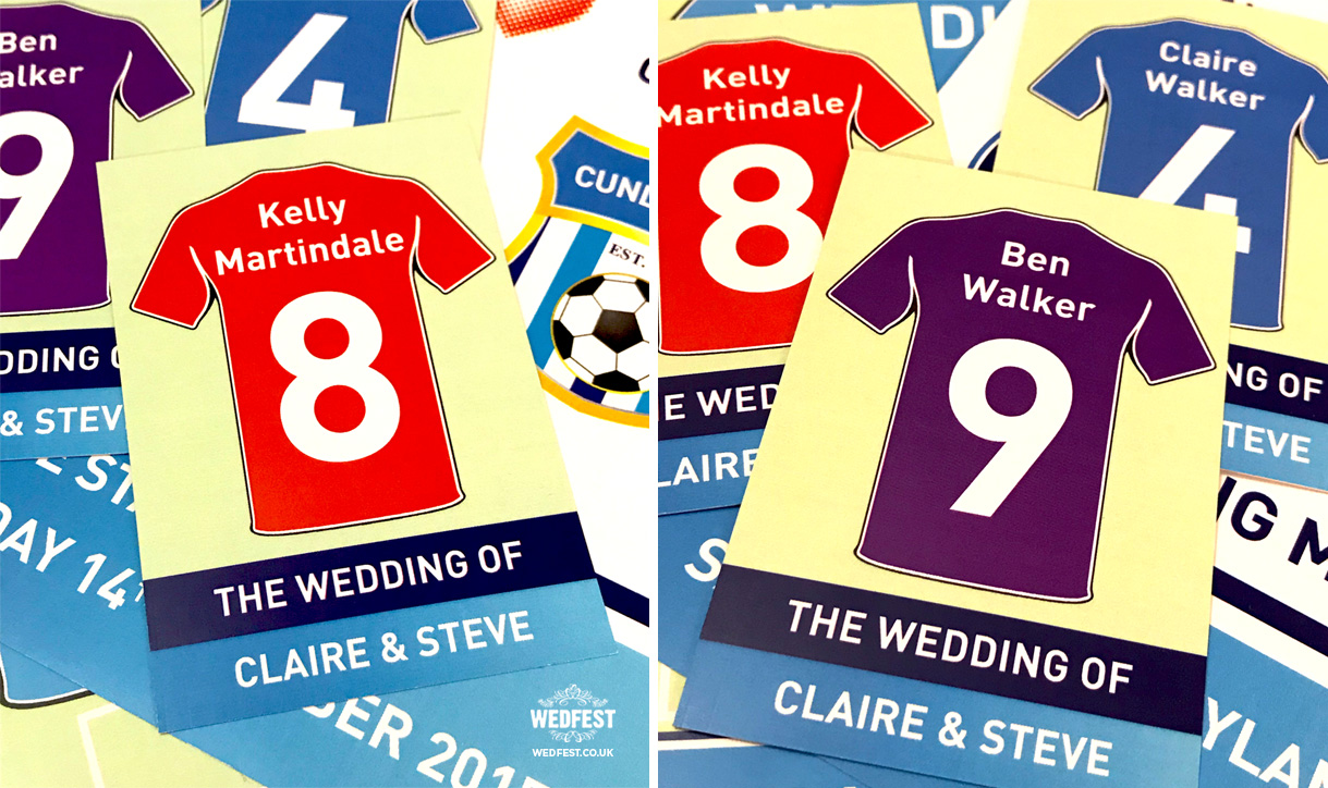 football wedding place cards