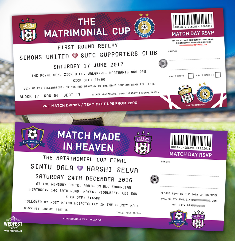 YOUR PHOTO Football Ticket Invitation Cards Personalised for Birthday 