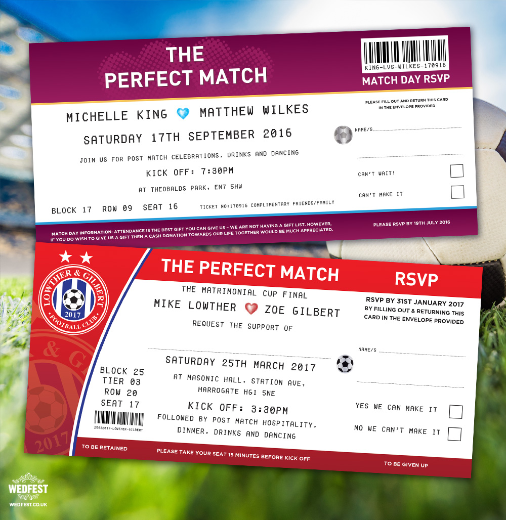 the perfect match football wedding invitations