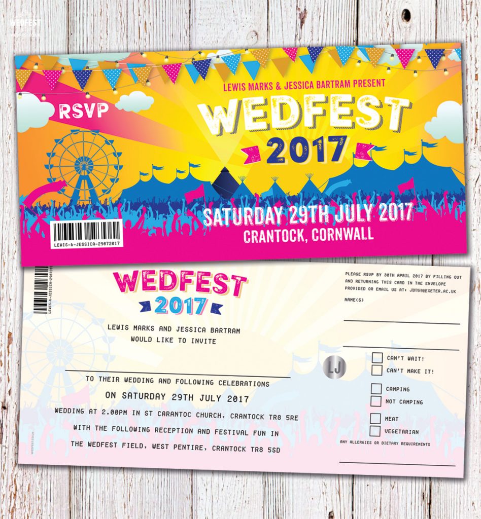 wedfest festival ticket wedding invitation
