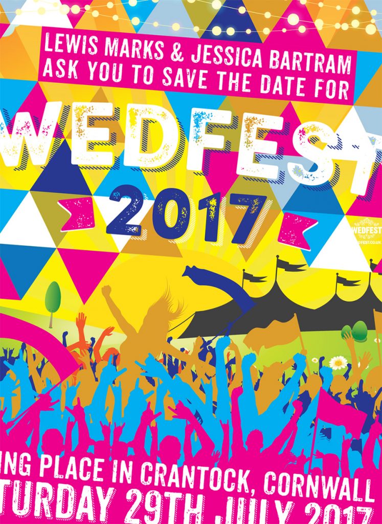 wedfest festival wedding save the date cards