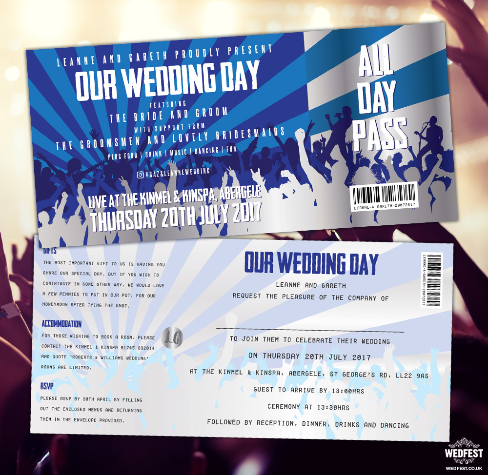 rock concert ticket wedding invites