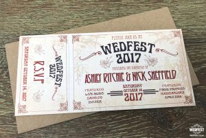 rustic ticket wedding invitations