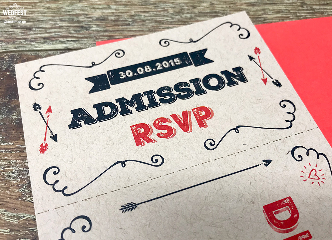 vintage kraft wedding ticket invitations