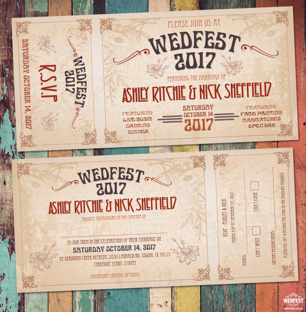 wedfest vintage festival ticket-wedding invitation