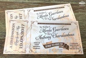 zoo animal ticket vintage wedding invitations