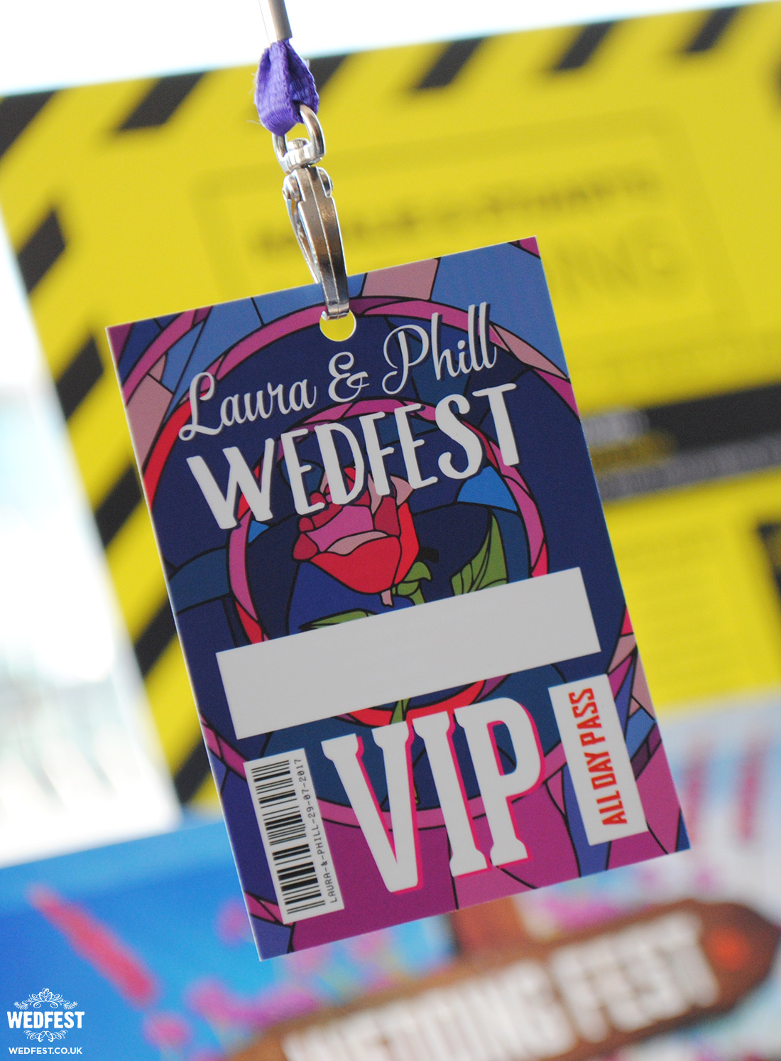 beauty and the beast themed wedding vip lanyard pass