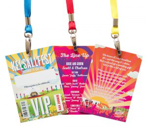 festival wedding lanyards program invites