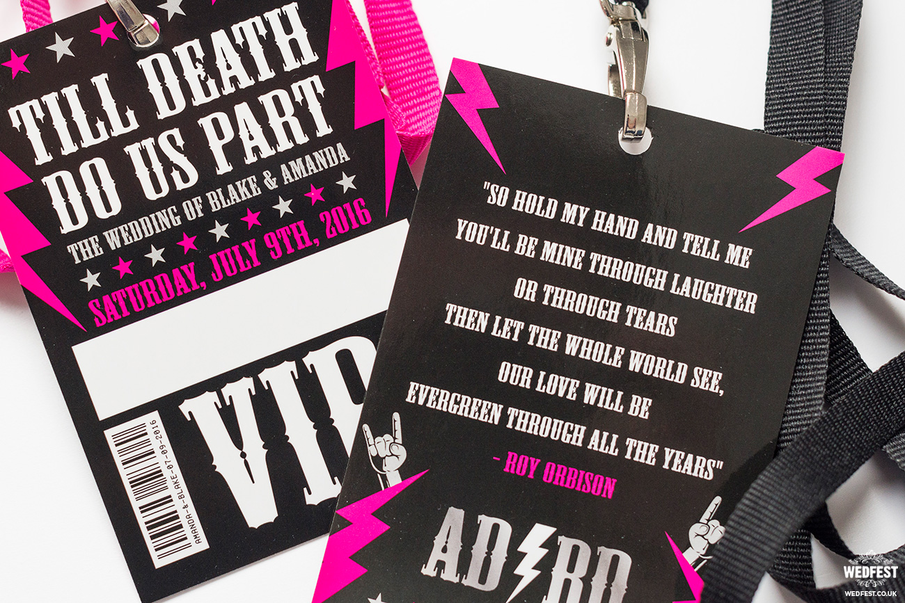 rock n roll bride wedding vip pass