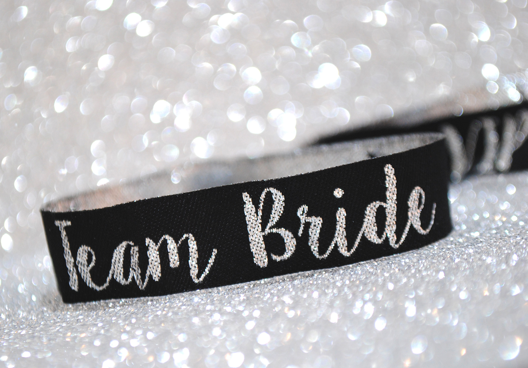 team bride silver black elegant classy hen party wristbands