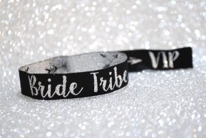 silver glitter bride tribe hen party wristbands