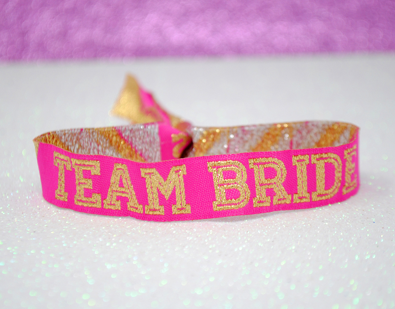 team bride cheerleader pink gold hen party wristbands