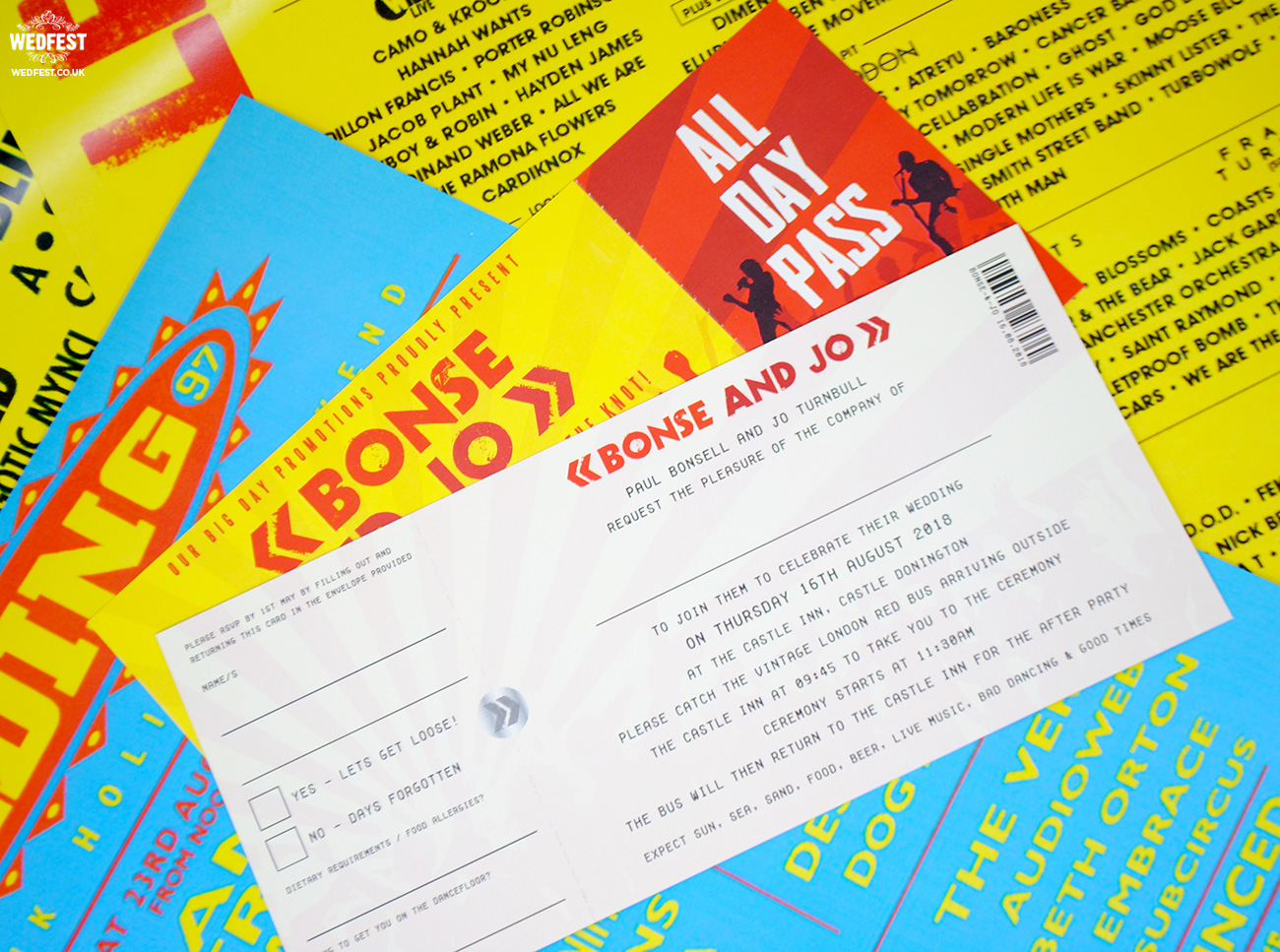 wedfest reading leeds festival wedding ticket invitations