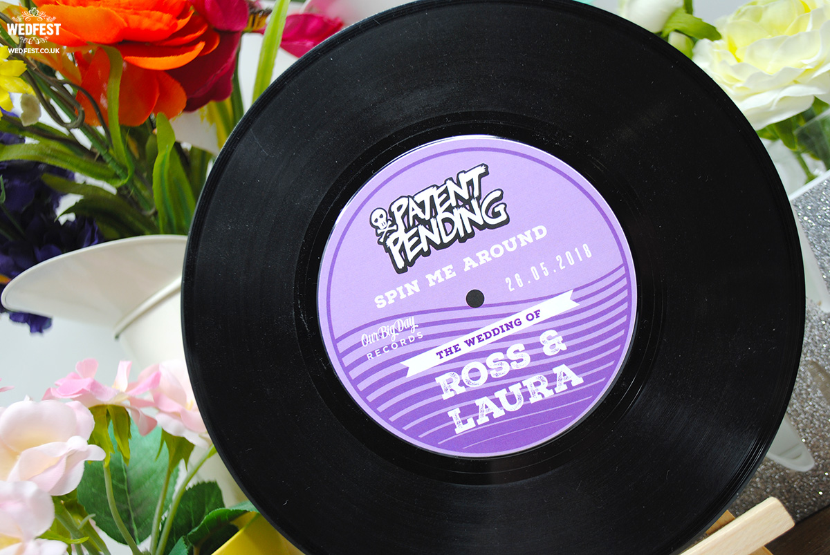 custom vinyl record wedding table number centrepiece