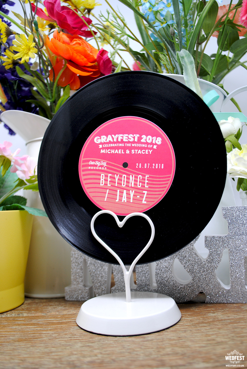 custom wedding centrepieces vinyl records