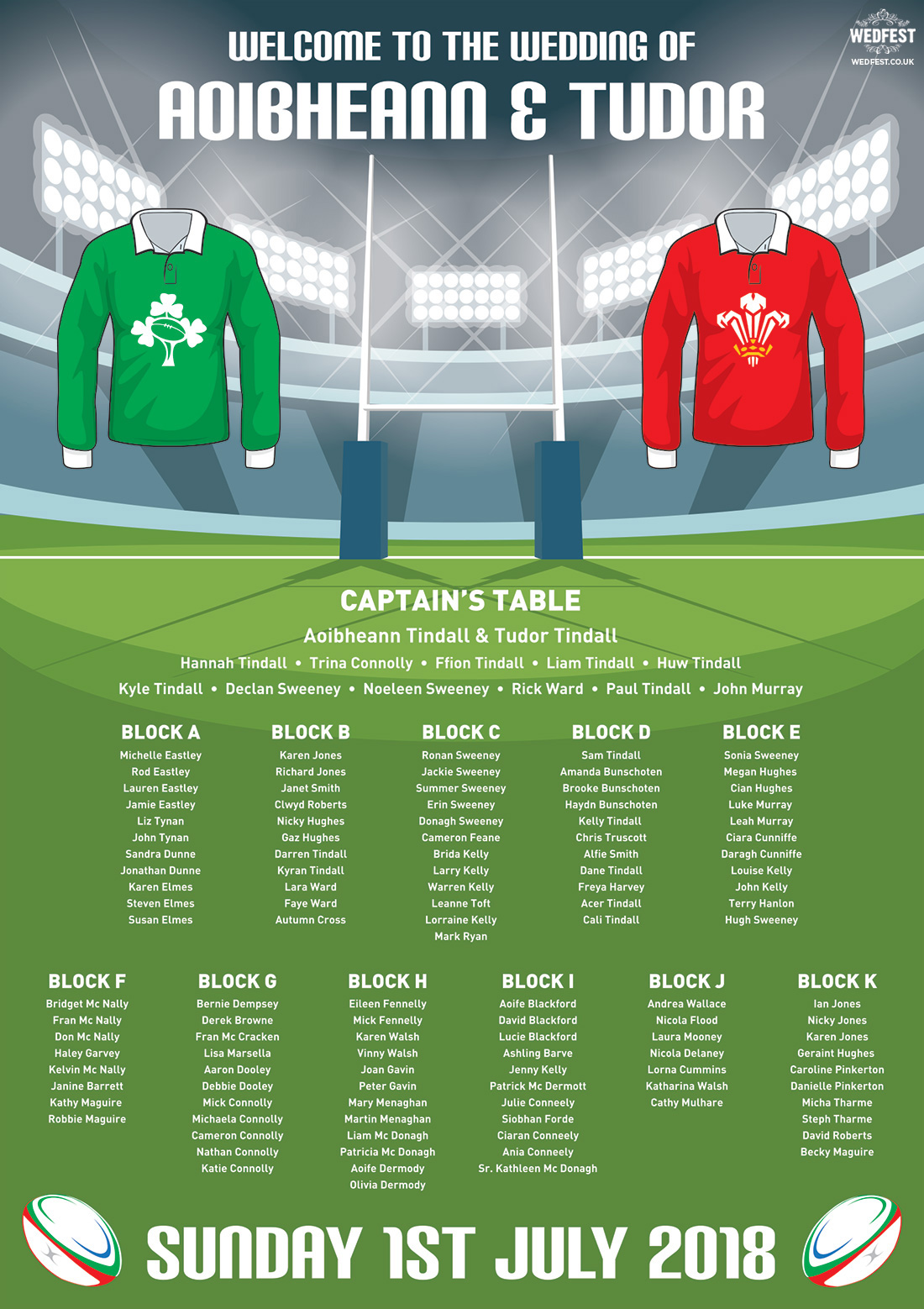 rugby wedding table seating plan planner chart