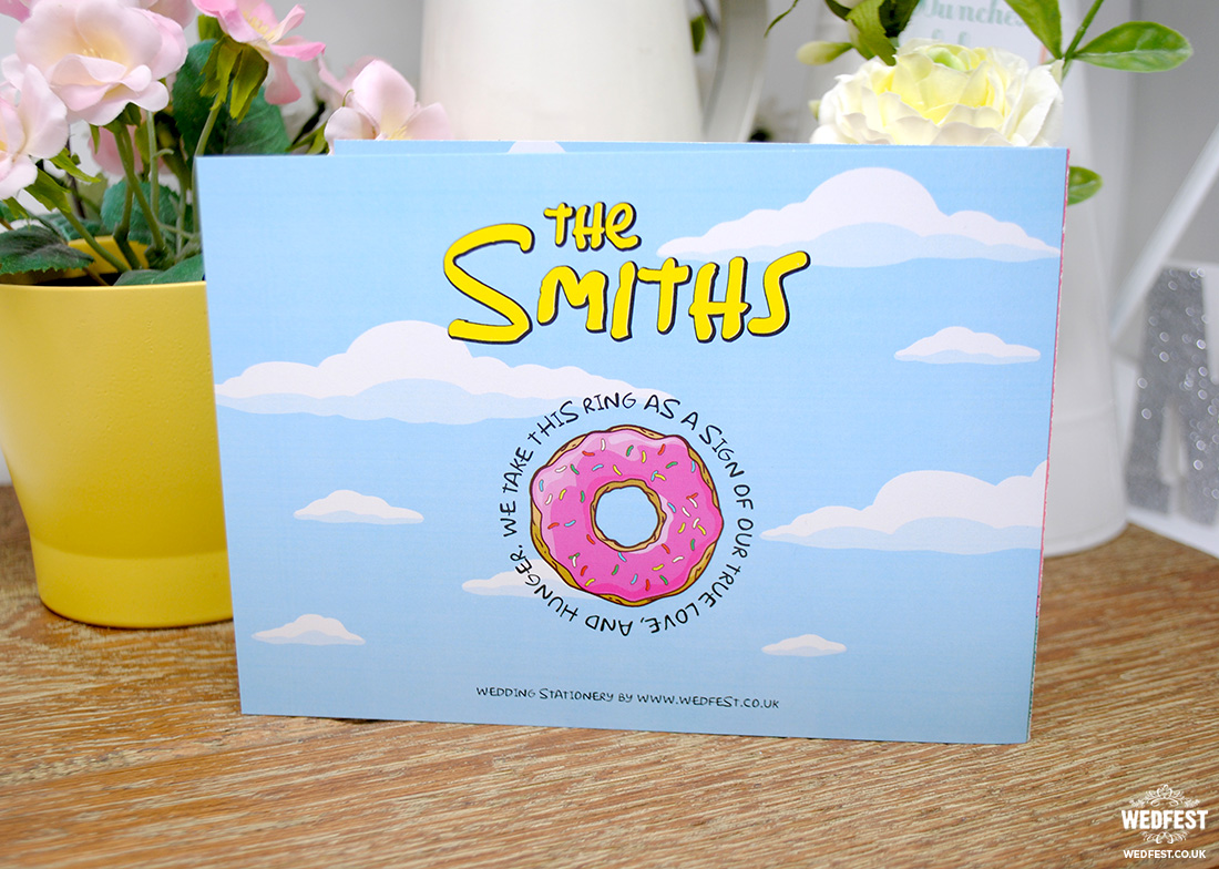 the simpsons style yellow characters wedding invitation