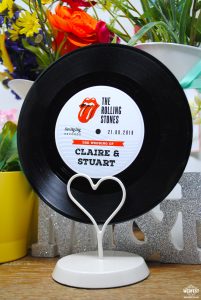 vinyl record wedding table-names retro rock n roll rolling stones