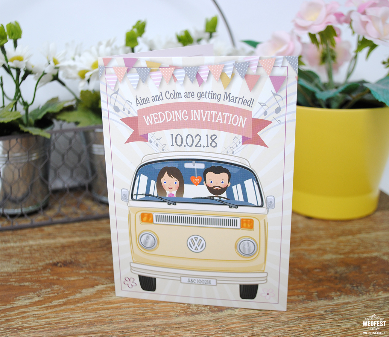 vw campervan of love wedding invitations