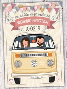 vw campervan of love wedding invites