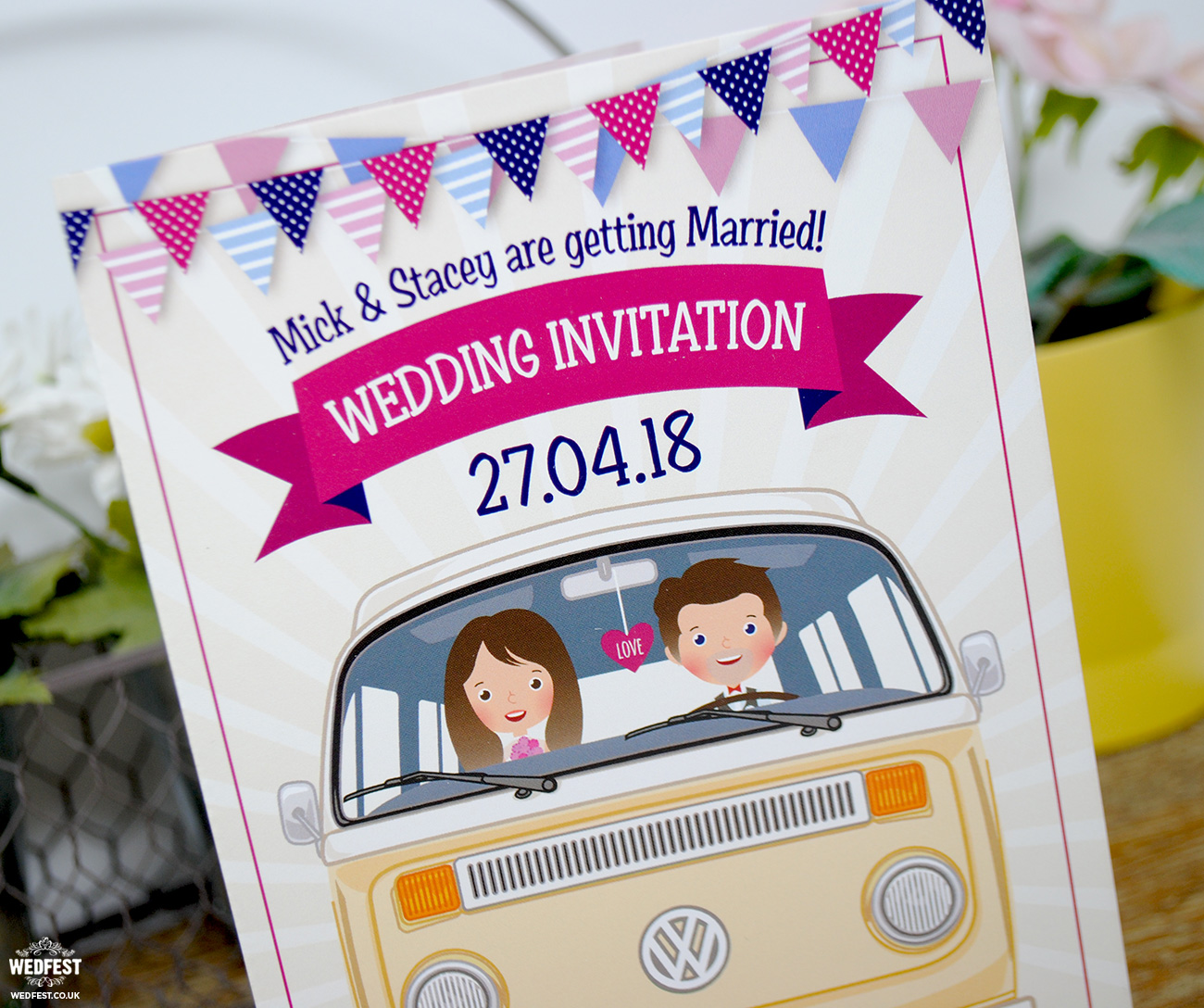 vw van camper wedding invitation