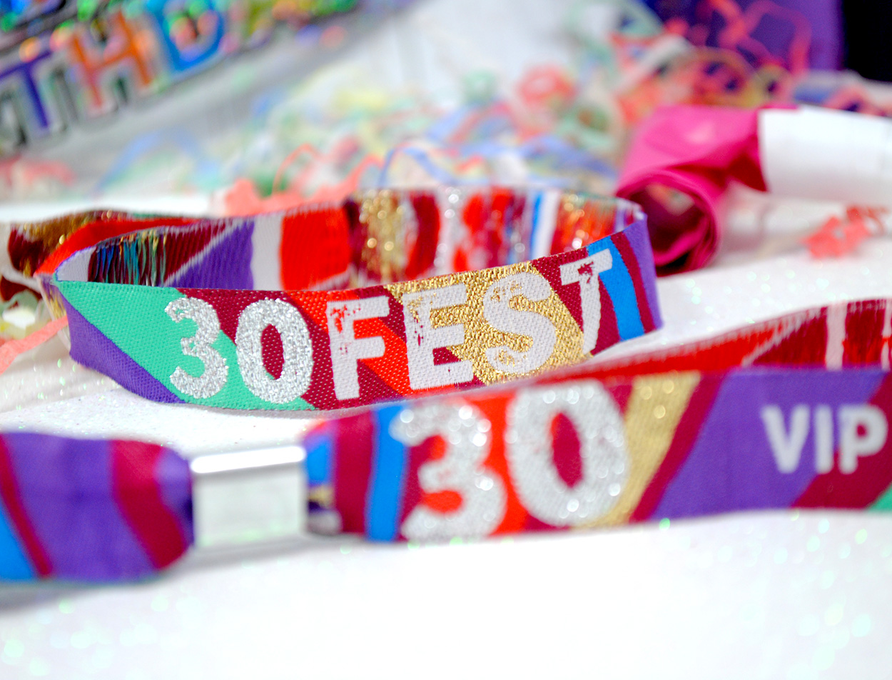 festival theme 30th birthday party wristbands