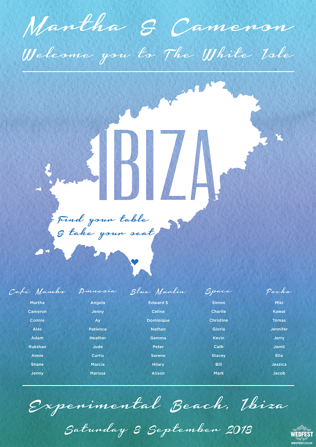 ibiza destination wedding table seating plan