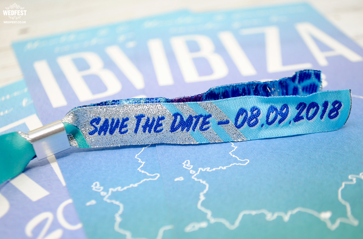 ibiza wedding save the date festival wristbands