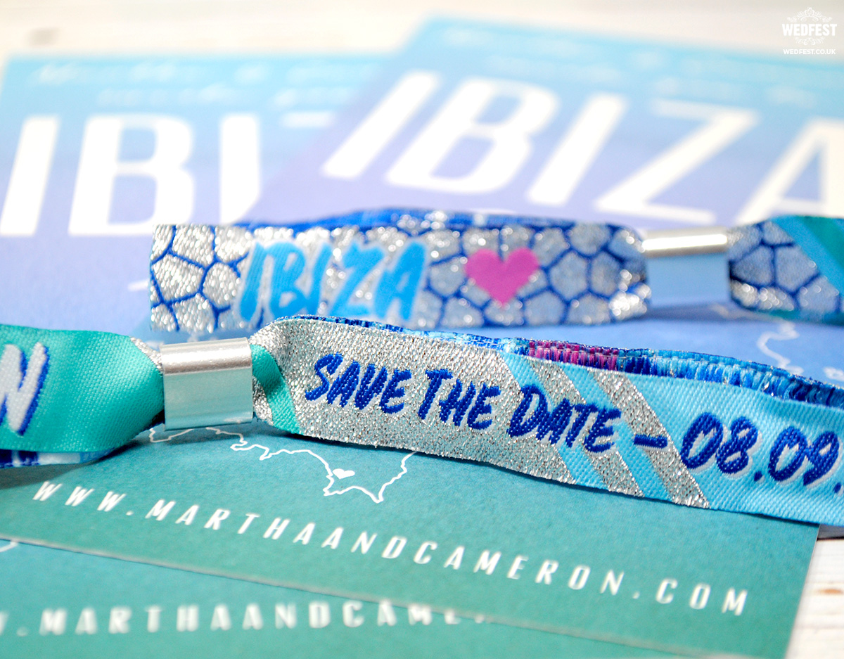 ibiza wedding save the date invitation wristband