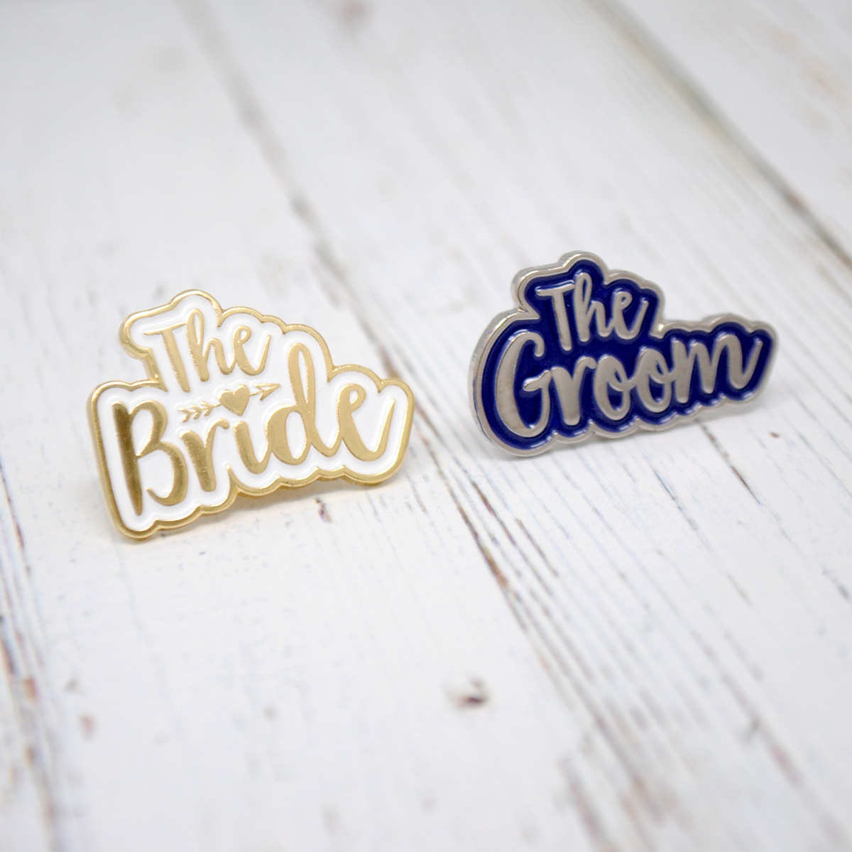 the bride and groom wedding hens stag badges