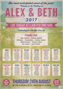 vintage glastonbury festival wedding table seating plan